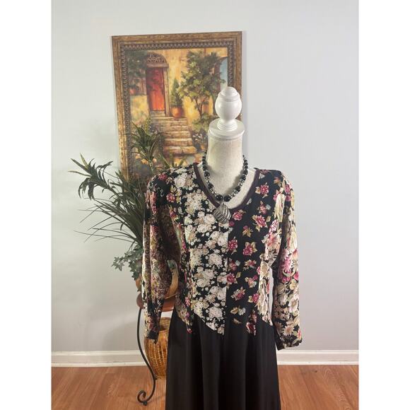 Ultra Dress New York Fit & Flare Dress Women VTG Floral Round Neck Back Zipper - Picture 3 of 8